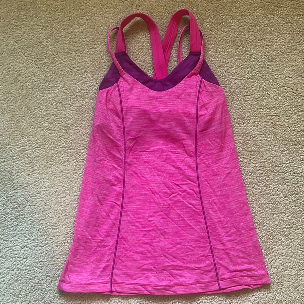 Lululemon Hot pink strappy tank with built in bra size 2